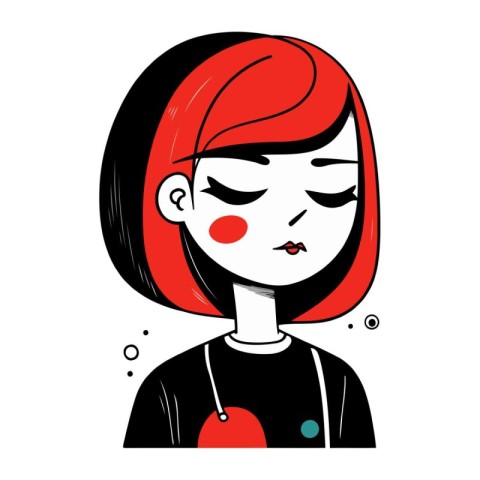 Vector illustration of a girl with red hair in a flat style.