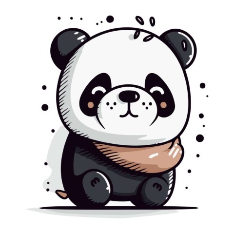 Cute panda vector illustration. Cute cartoon panda character.