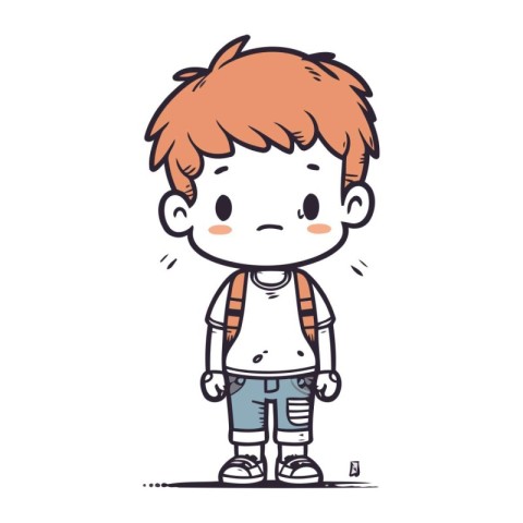 Cute little boy in casual clothes. Vector hand drawn illustratio