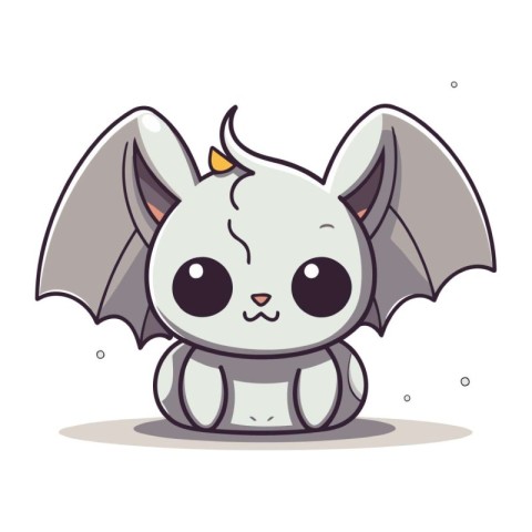 Cute cartoon bat. Vector illustration isolated on a white backgr