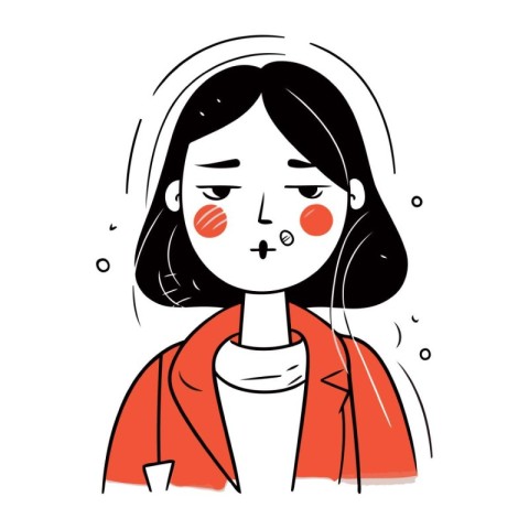 Illustration of a woman with a sad expression on her face.