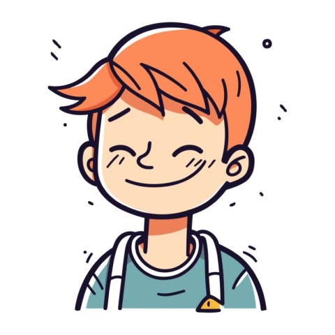 Cute cartoon boy smiling. Vector illustration in a linear style.