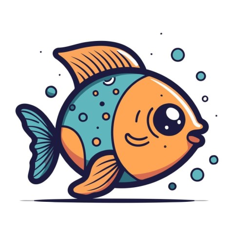 Cute cartoon fish. Vector illustration. Isolated on white backgr