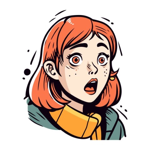 Surprised woman face. Vector illustration in cartoon comic style