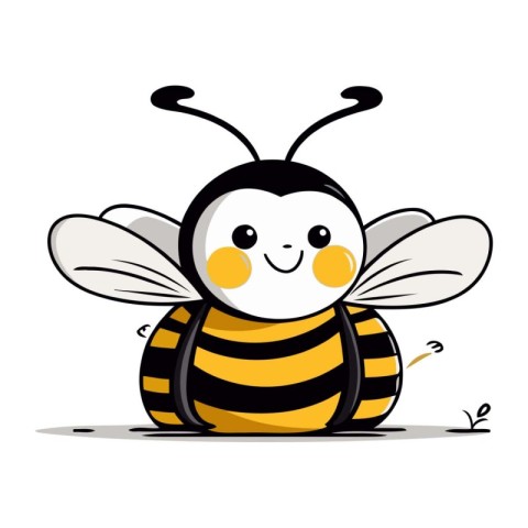 Cute cartoon bee on a white background. Vector illustration of a