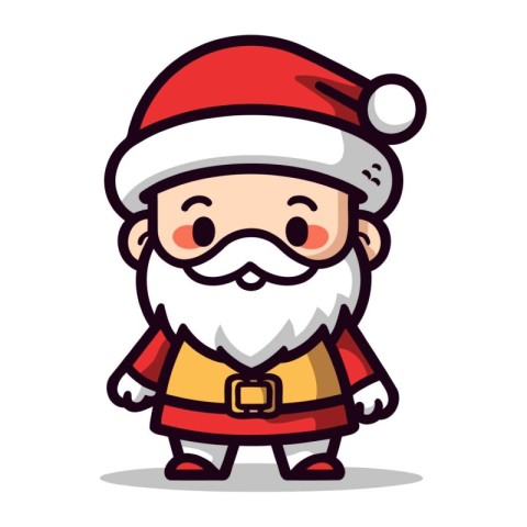 Santa Claus Cartoon Mascot Character Vector Illustration. Merry