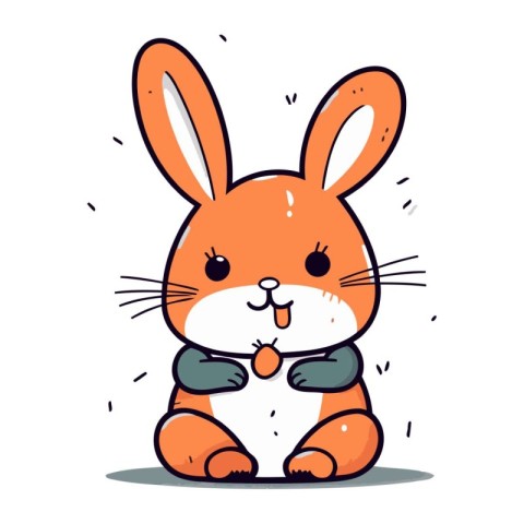 Cute cartoon rabbit. Vector illustration isolated on a white bac