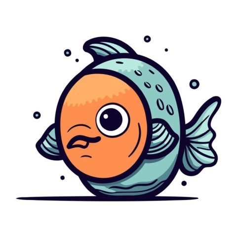 Cute cartoon fish. Vector illustration. Isolated on white backgr