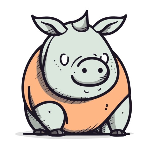 Cute cartoon pig. Vector illustration. Isolated on white backgro