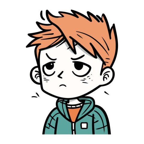 Illustration of a boy with a sad expression on his face.