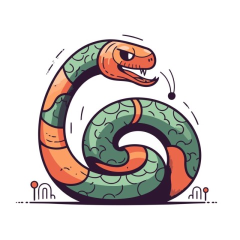 Cute snake. Vector illustration. Isolated on white background.