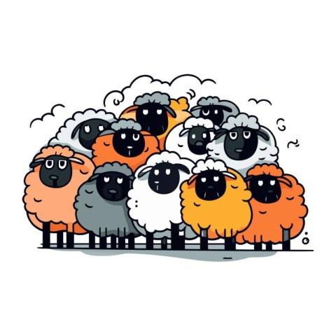 Cartoon sheeps. Vector illustration of funny cartoon sheeps.