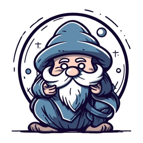 Vector illustration of Santa Claus in winter clothes. Hand drawn