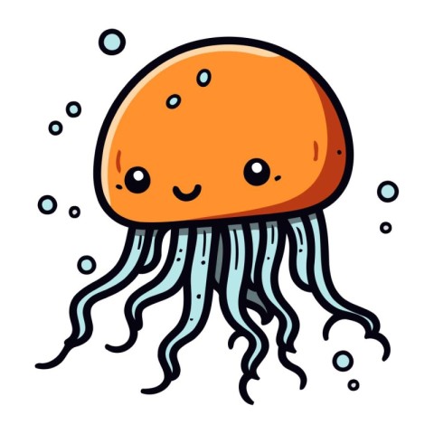 Cute cartoon jellyfish. Vector illustration isolated on white ba