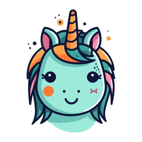 Cute unicorn. Vector illustration in flat style isolated on whit