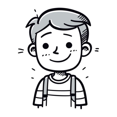 illustration of a happy cartoon man with mustache and beard on w