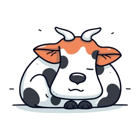 Cute cartoon cow. Vector illustration on white background. Isola