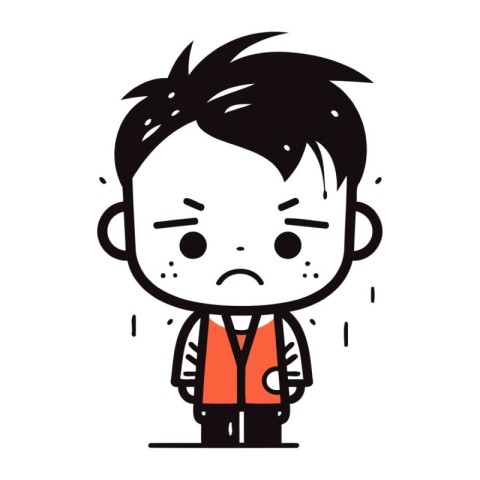 Sad boy cartoon character vector illustration. Cute sad boy cart