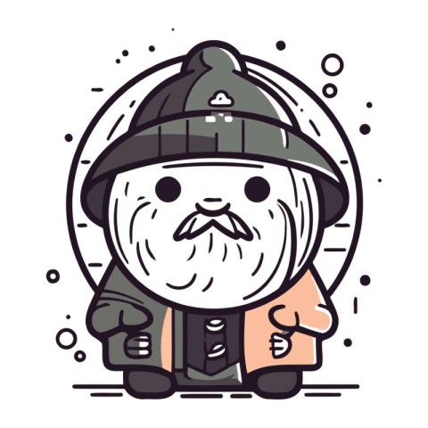 Illustration of Cute Cartoon Fisherman Character in Trendy Style