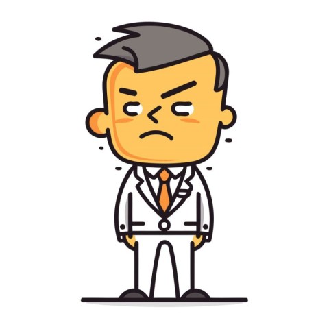 Angry boss cartoon character vector illustration. Line art style