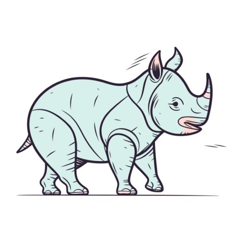 rhinoceros vector illustration. hand drawn cartoon rhinoceros