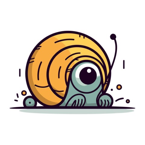 Cute cartoon snail. Vector illustration isolated on a white back