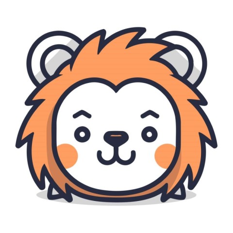 Lion Face Emoji Icon. Cute Animal Emoticon. Vector