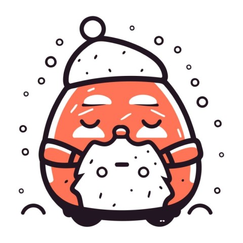 Funny Santa Claus face. Vector illustration in doodle style.