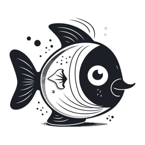 Cute cartoon fish. Vector illustration isolated on a white backg