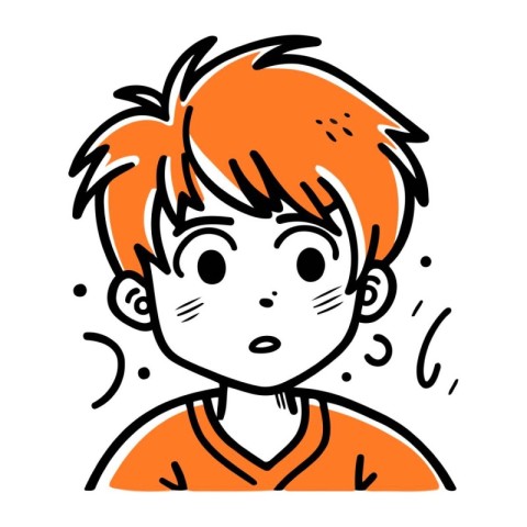 cute little boy with red hair. vector illustration in doodle sty