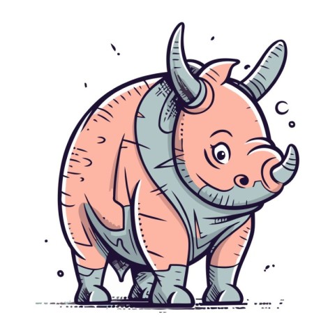 Cartoon rhinoceros. Vector illustration for your design.