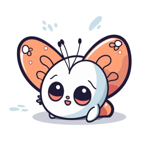 Butterfly cartoon character. Cute and kawaii vector illustration