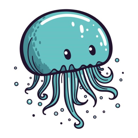 cute jellyfish cartoon vector illustration graphic design vector