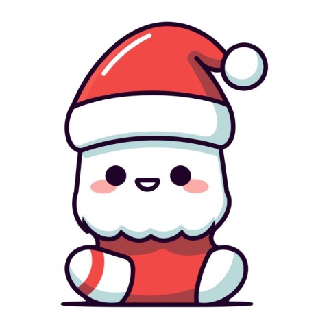 Cute kawaii santa claus. Vector illustration.