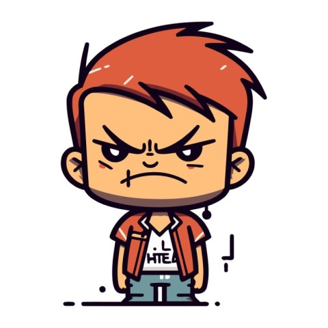 Angry Boy   Cartoon Vector Illustration