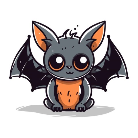 Cute little bat cartoon character. Vector illustration isolated