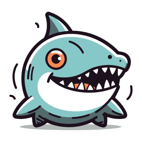 Shark Cartoon Character Vector Illustration. Cute Shark Animal C