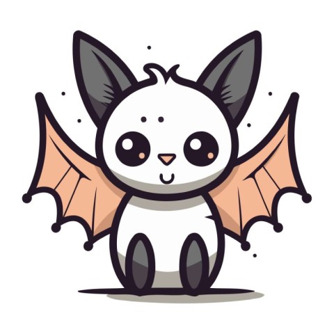 Cute cartoon flying bat. Vector illustration isolated on white b