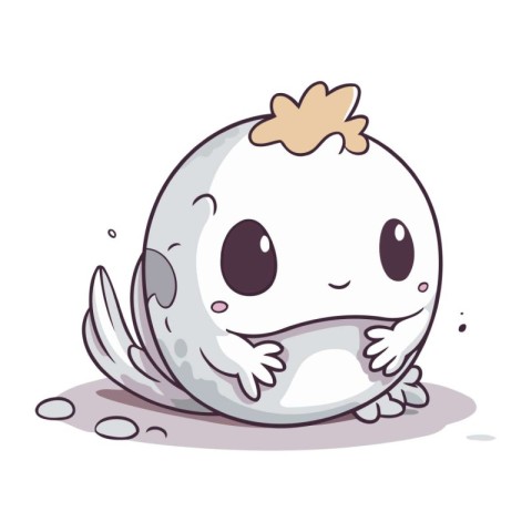 Illustration of a Cute Gray Whale Cartoon Mascot Character