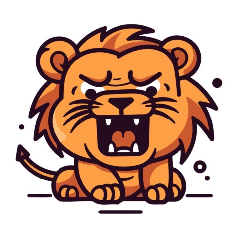 Angry lion. Vector illustration. Isolated on white background.