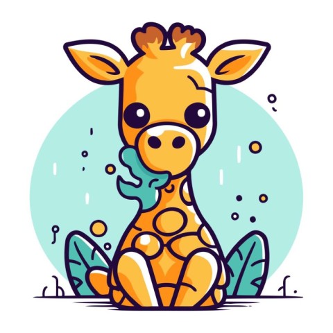 Cute cartoon giraffe. Vector illustration in a flat style.