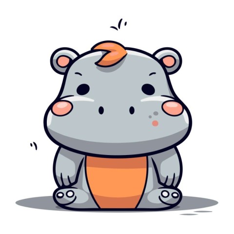 Hippopotamus Crying Cartoon Mascot Character Vector Illustration