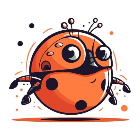 Cute ladybug cartoon character. Vector illustration. Isolated on