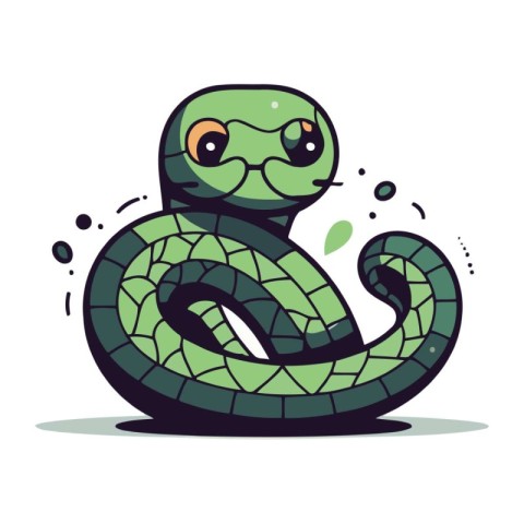 Cute cartoon snake. Vector illustration. Isolated on white backg