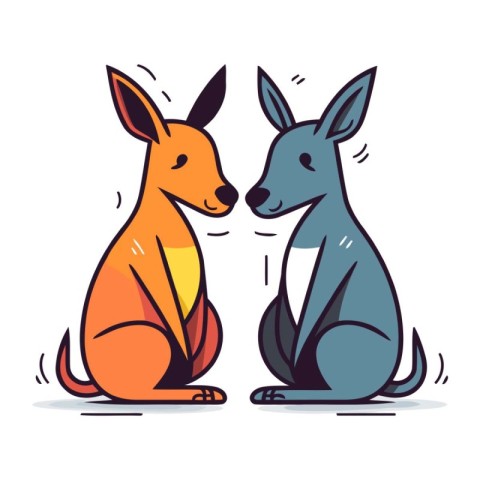 Cute kangaroos. Vector illustration in cartoon style.