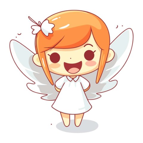 Cute little angel girl. Vector illustration of a cute little ang