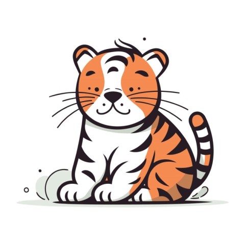 Cute tiger. Vector illustration. Isolated on white background.