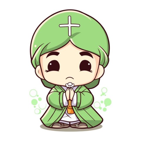 Praying boy character cartoon style vector illustration eps 10.