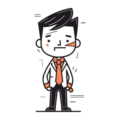 Cartoon business man standing and looking at something. Vector i