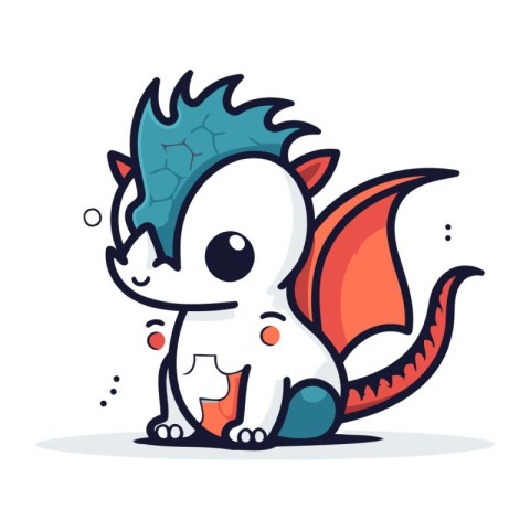 Funny cartoon dragon. Cute animal character. Vector illustration